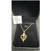 Image 1 : 14K Gold Plated 0.5ct Heart Cut Simulated Diamond Double Heart Necklace, 18”-19” Long