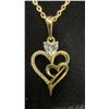 Image 2 : 14K Gold Plated 0.5ct Heart Cut Simulated Diamond Double Heart Necklace, 18”-19” Long