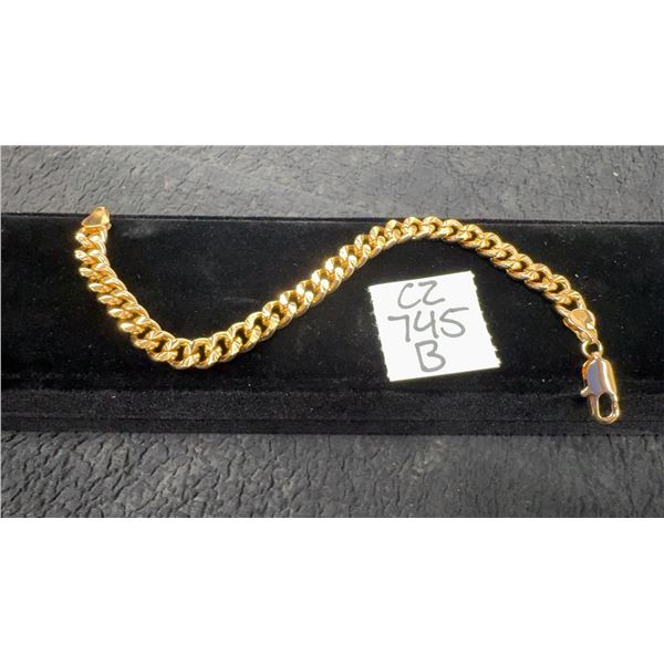 18K Gold Plated 3.0mm Cuban Link Bracelet, 7.75” Long