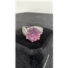 Image 2 : Platinum Plated 4.5 Carat Lab-Created Pink Sapphire Tri-Band Ring, Resizeable
