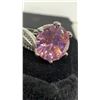 Image 3 : Platinum Plated 4.5 Carat Lab-Created Pink Sapphire Tri-Band Ring, Resizeable