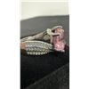 Image 5 : Platinum Plated 4.5 Carat Lab-Created Pink Sapphire Tri-Band Ring, Resizeable