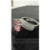 Image 6 : Platinum Plated 4.5 Carat Lab-Created Pink Sapphire Tri-Band Ring, Resizeable