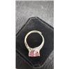 Image 7 : Platinum Plated 4.5 Carat Lab-Created Pink Sapphire Tri-Band Ring, Resizeable