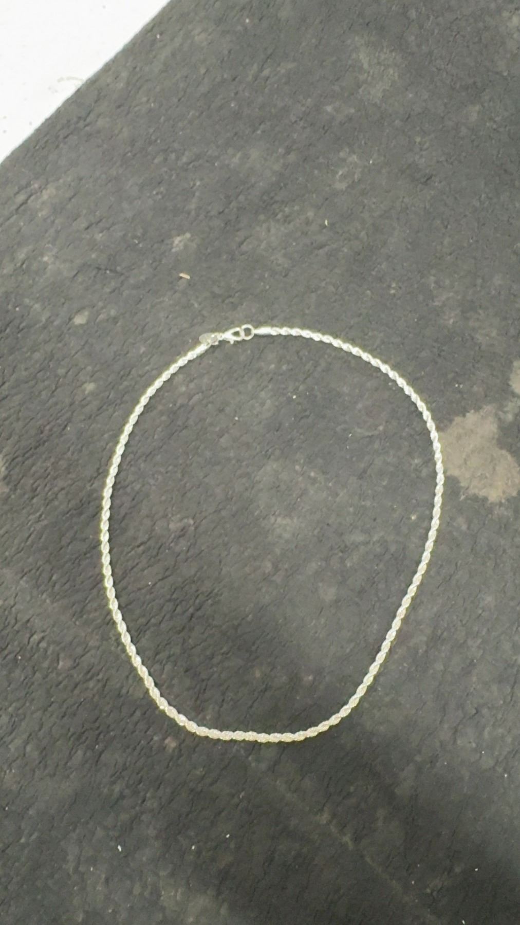 925S 3.0mm Twisted Rope Necklace With White Gold Overlay, 19” Long