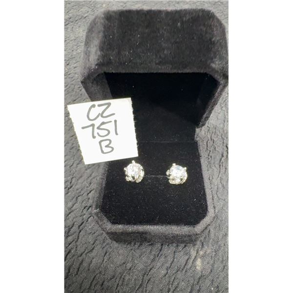 925S 1.0ct Each Simulated Diamond Stud Earrings, 925S with White Gold Overlay