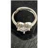 Image 3 : Platinum Plated 0.8ct Heart Cut Simulated Diamond Halo Ring, Resizeable