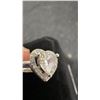 Image 4 : Platinum Plated 0.8ct Heart Cut Simulated Diamond Halo Ring, Resizeable