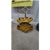 Image 2 : Frankoma Pottery Lot: Two-Tier Snack Server, Prairie Green and Desert Gold Vases and. Blue mountain