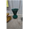 Image 3 : Frankoma Pottery Lot: Two-Tier Snack Server, Prairie Green and Desert Gold Vases and. Blue mountain