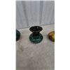 Image 4 : Frankoma Pottery Lot: Two-Tier Snack Server, Prairie Green and Desert Gold Vases and. Blue mountain