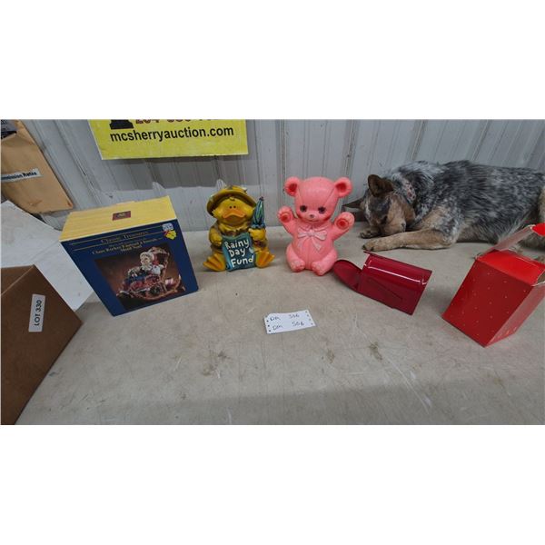Classic Treasures Claus Rocker Musical Figurine, Rainy Day Fund Duck Bank, Bear Bank