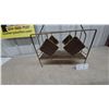 Image 2 : Mid-Century Modern Brass and Wood Magazine Rack with Diamond Accents