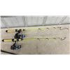 Image 2 : 5 Fishing Rods- 2 Jigging Ice Fishing Rods, Catfishing rod, all with Reels