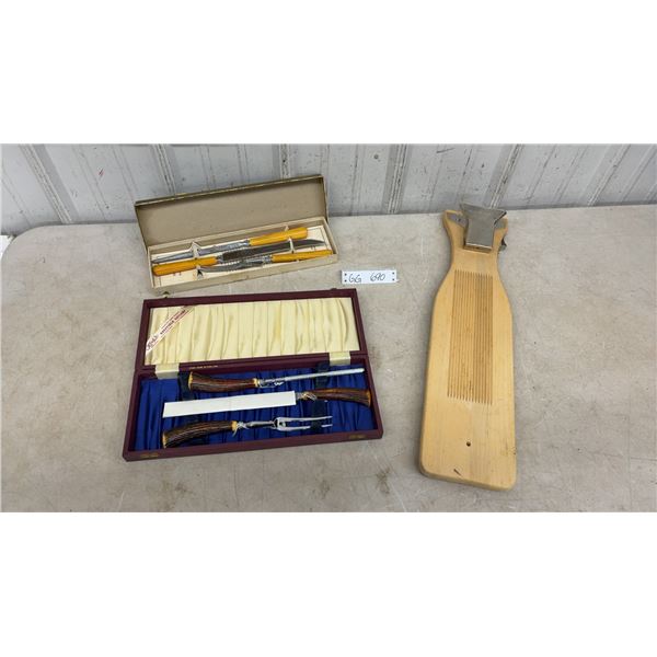 Normark Cleaning and Filleting Tool, and 2 Sets of Carving Knives