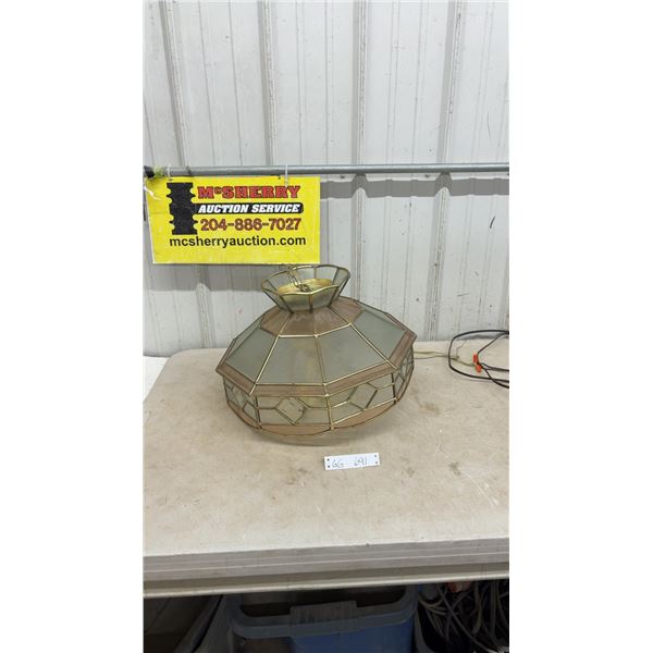Vintage Hanging Octagonal Tiered Pendant Light Fixture with Brass-Tone Frame and Frosted Glass