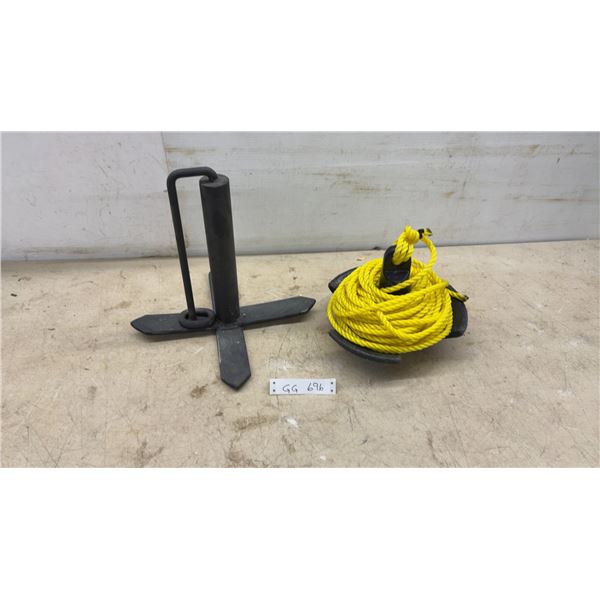 Two Boat Anchors, One with Yellow Rope