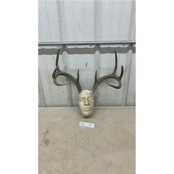 Deer Antlers with Human Cast Face Mask