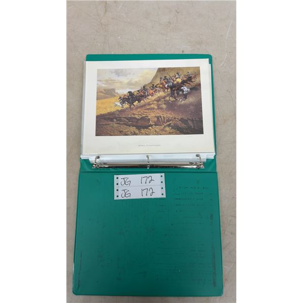 Binder of Artist Frank McCarthy Prints 1972 of Native Warriors, Calvary Cowboys and Horse