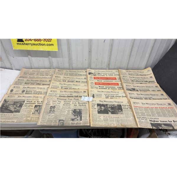 19 Winnipeg Tribune Newspapers From 1960’s and one From The Winnipeg Press, Total of 20