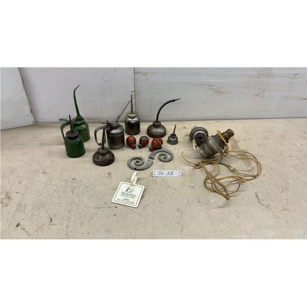 Vintage Oil Cans, Aladdin Lamp Burners, Neepawa Country Club 2002 Tag
