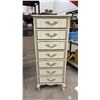 Image 1 : Vintage French Provincial Style 7-Drawer Lingerie Chest, Cream With Gold Trim, 52 × 16 × 22”