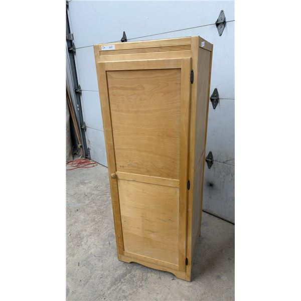 Light Wood Wardrobe with Hanging Rod and Shelf, 24 × 21 × 66 and Metal Stool