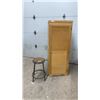 Image 5 : Light Wood Wardrobe with Hanging Rod and Shelf, 24 × 21 × 66 and Metal Stool