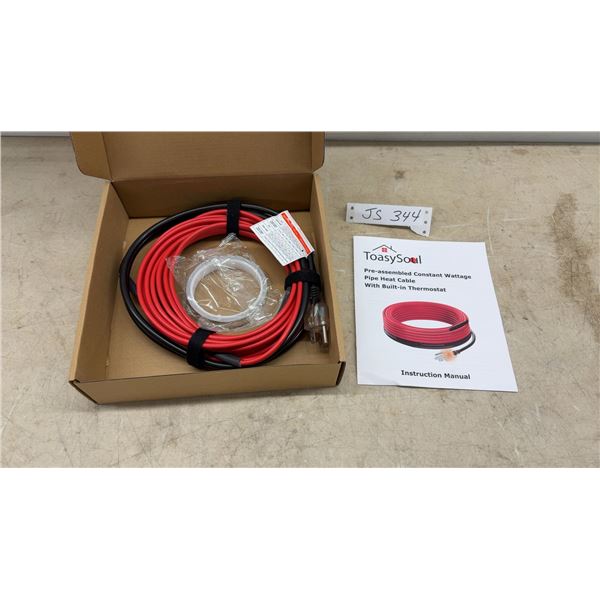 ToastySoul Pre-Assembled Constant Wattage Pipe Heat Cable with Built-In Thermostat, 22', 154W