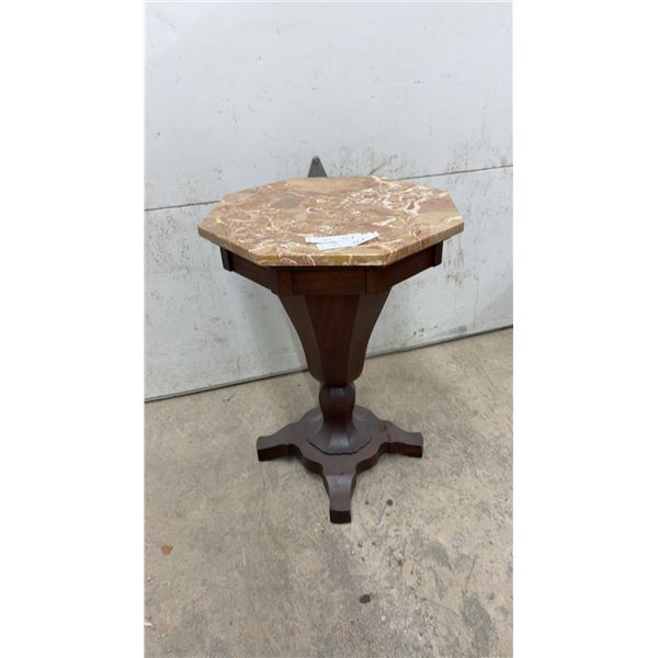 Simmons Ste. Genevieve Antique Accent Table with Marble Flip Top and Inside Storage Compartments