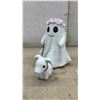 Image 3 : Ghost with Dog Resin Figurine with Pink Floral Crown by Kimberly Clark, 6” Tall