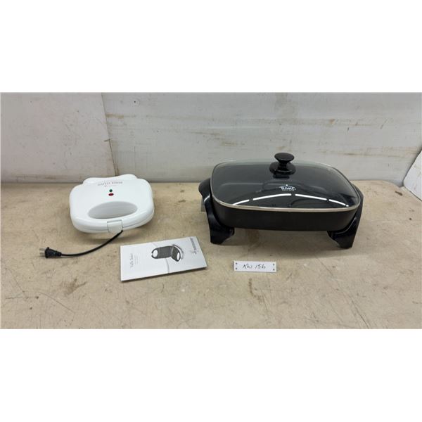 New Toastmaster Easy Clean Waffle Baker and Rival Electric Skillet with Glass Lid