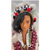 Image 3 : Pair of Vintage Native American Dolls with Crocheted Attire and Feathered Headdress, Tallest 16”
