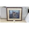 Image 1 : Framed Decorative Print of Cottage Garden in Ornate Carved Wood Frame with Gold Accents, 30 × 34”