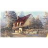 Image 4 : Framed Decorative Print of Cottage Garden in Ornate Carved Wood Frame with Gold Accents, 30 × 34”
