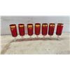Image 3 : Red and Gold Decanter with Stopper, 6 Red and Gold Stemmed Glasses, Crystal, Candle Holders