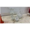 Image 5 : Red and Gold Decanter with Stopper, 6 Red and Gold Stemmed Glasses, Crystal, Candle Holders