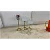 Image 8 : Red and Gold Decanter with Stopper, 6 Red and Gold Stemmed Glasses, Crystal, Candle Holders