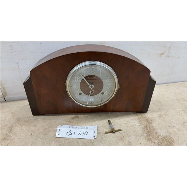 Forestville Vintage Mechanical Mantel Clock with Wood Case and Winding Key