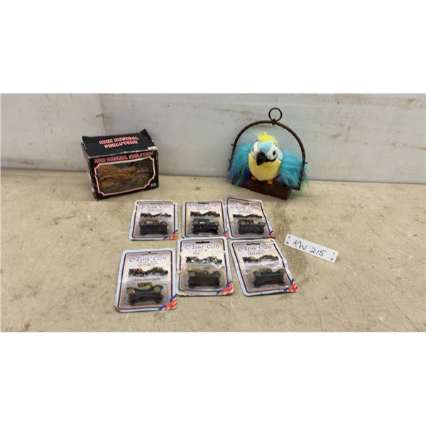Mini Musical Sculpture Antique Car, Plush Parrot, and Classic Cars Die-Cast