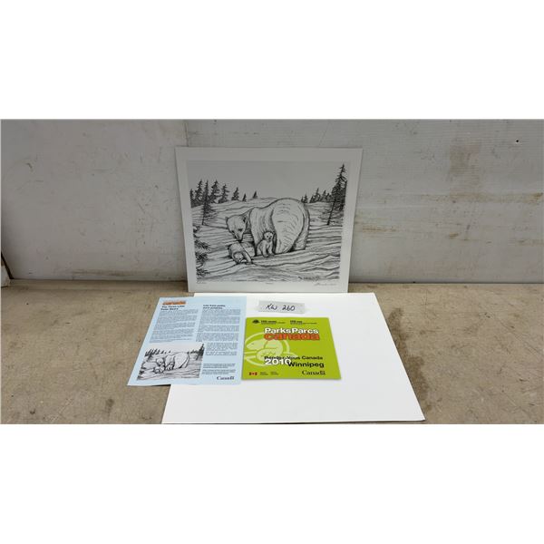 Hamelin 2010” Maman" Polar Bear Limited Edition Print 912/2000 with Parks Canada Insert, 14 × 16”