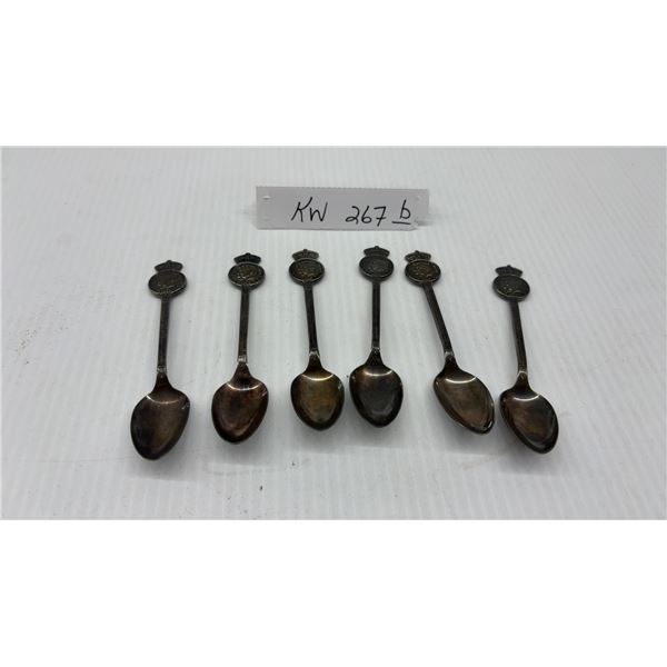 Six WM. A. Rogers Silverplate 1939 Canadian Royal Visit Souvenir Spoons