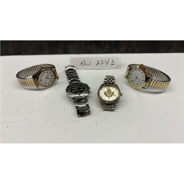 Four Wristwatches Including Toronto Maple Leafs, Swiss Sports Chronograph