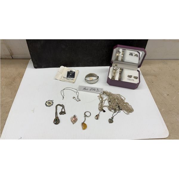 Timezone Watch and Jewelry Set, Lindenwold's CZ with Certificate, Chains, Pendants
