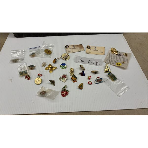 Collection of Enamel Pins and Badges Including Canadian, Manitoban, Lieutenant Governor