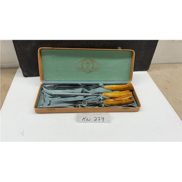 Vintage John Palmer Cutlers "Connoisseur's Choice" 3-Piece Carving Set with Bakelite Handles