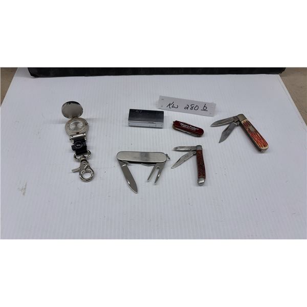 Pocket Watch with Precision Compass Clip, Lighter and Pocket Knives
