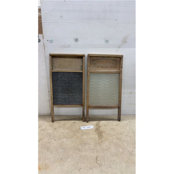 Pair of Antique Washboards Including National Washboard Co. No. 510 Glass and Metal Scrub Board