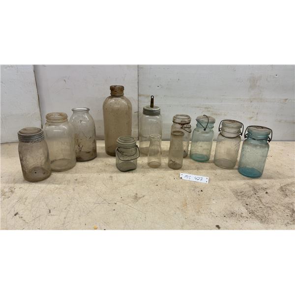 Vintage Glass Jars Including Improved Gem, Perfect Seal, Premier Wire-Bail