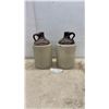 Image 1 : Pair of Antique Two-Tone Stoneware Finger Jugs With Brown Glazed Tops